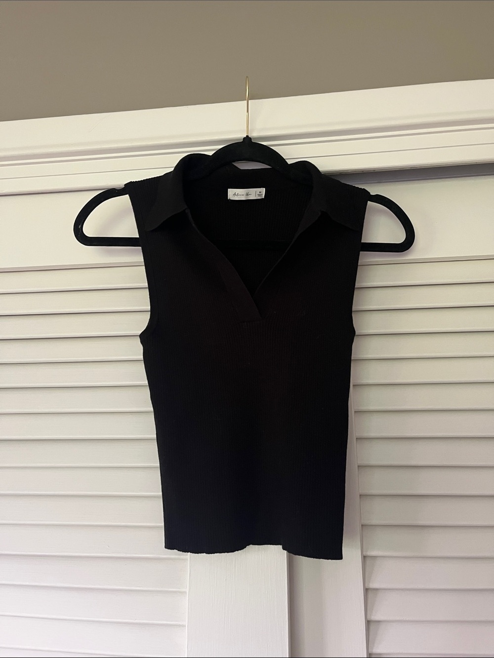 a new day Black Sleeveless Collared Ribbed Knit Tank